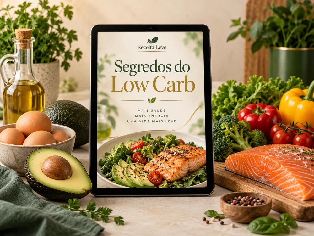 Mockup ilustrativo do bônus Segredos do Low Carb