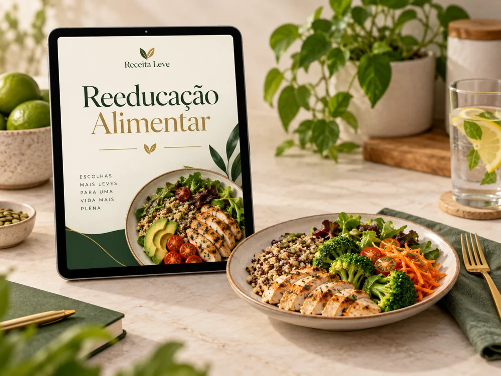 Mockup ilustrativo do bônus Guia de Reeducação Alimentar