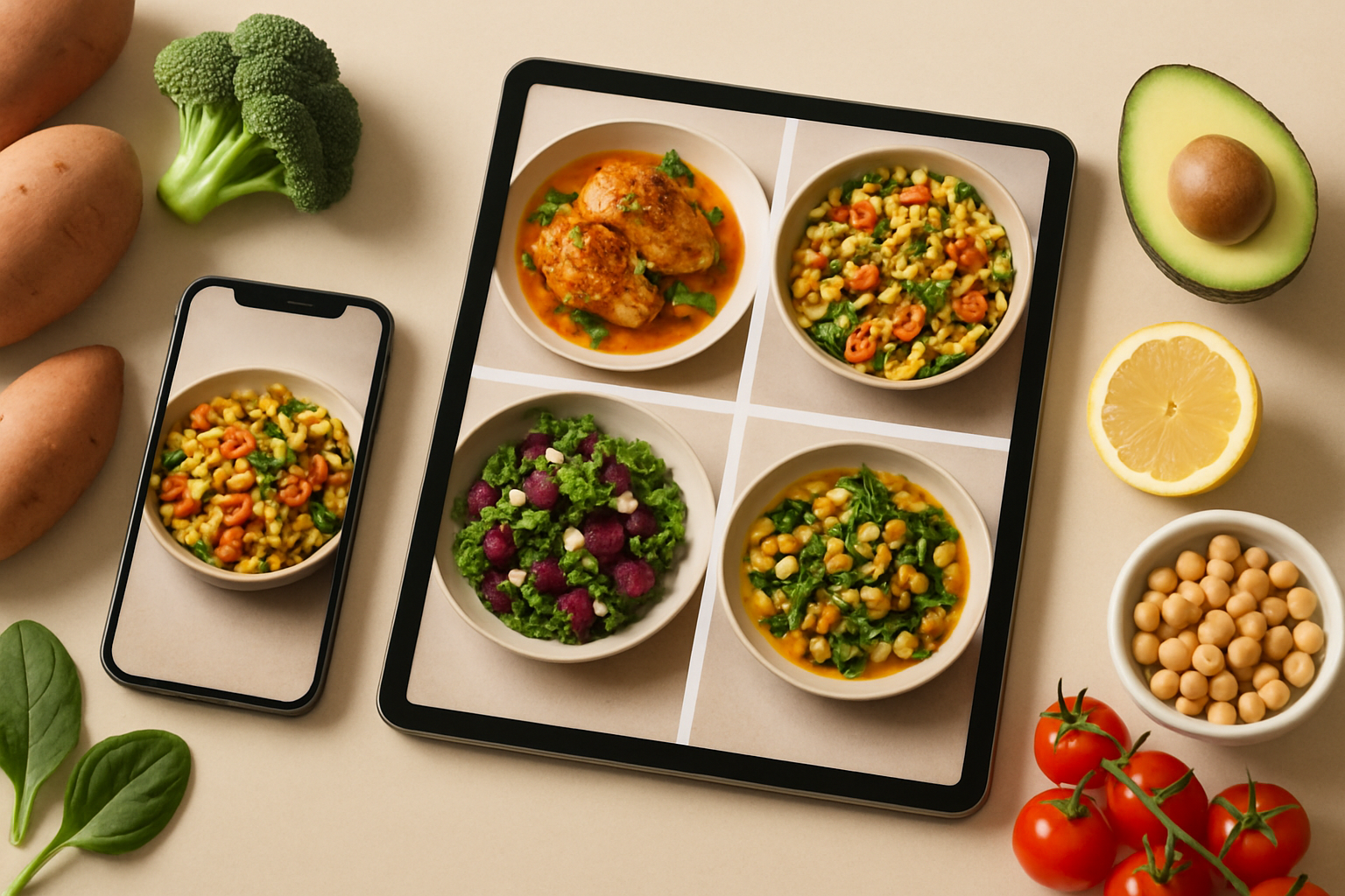 Receitas no celular e tablet